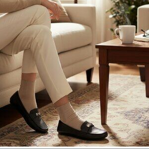 Coach Fredrica  Black Leather Slip On Loafers Size 9